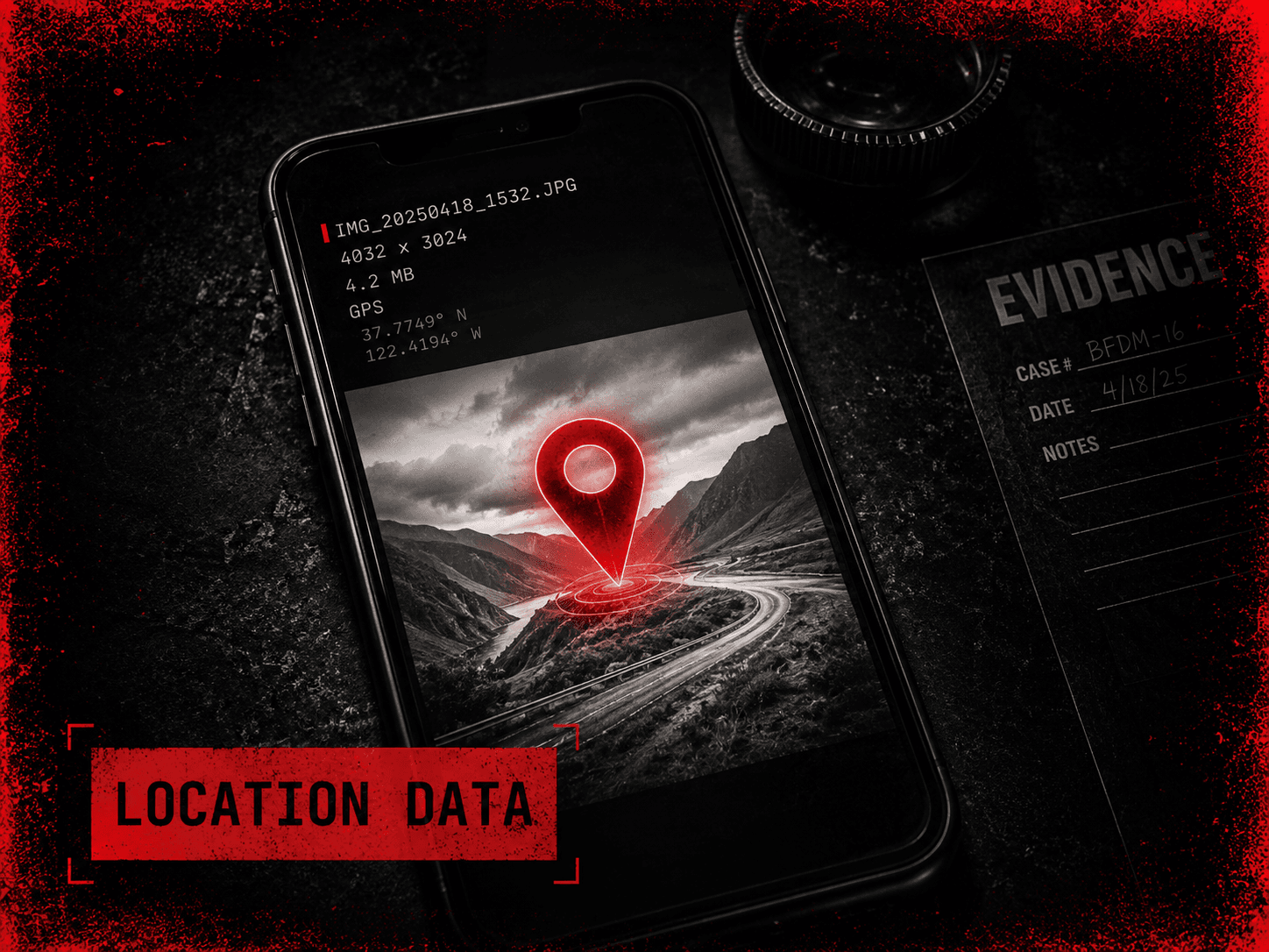 Phone photo with location metadata example